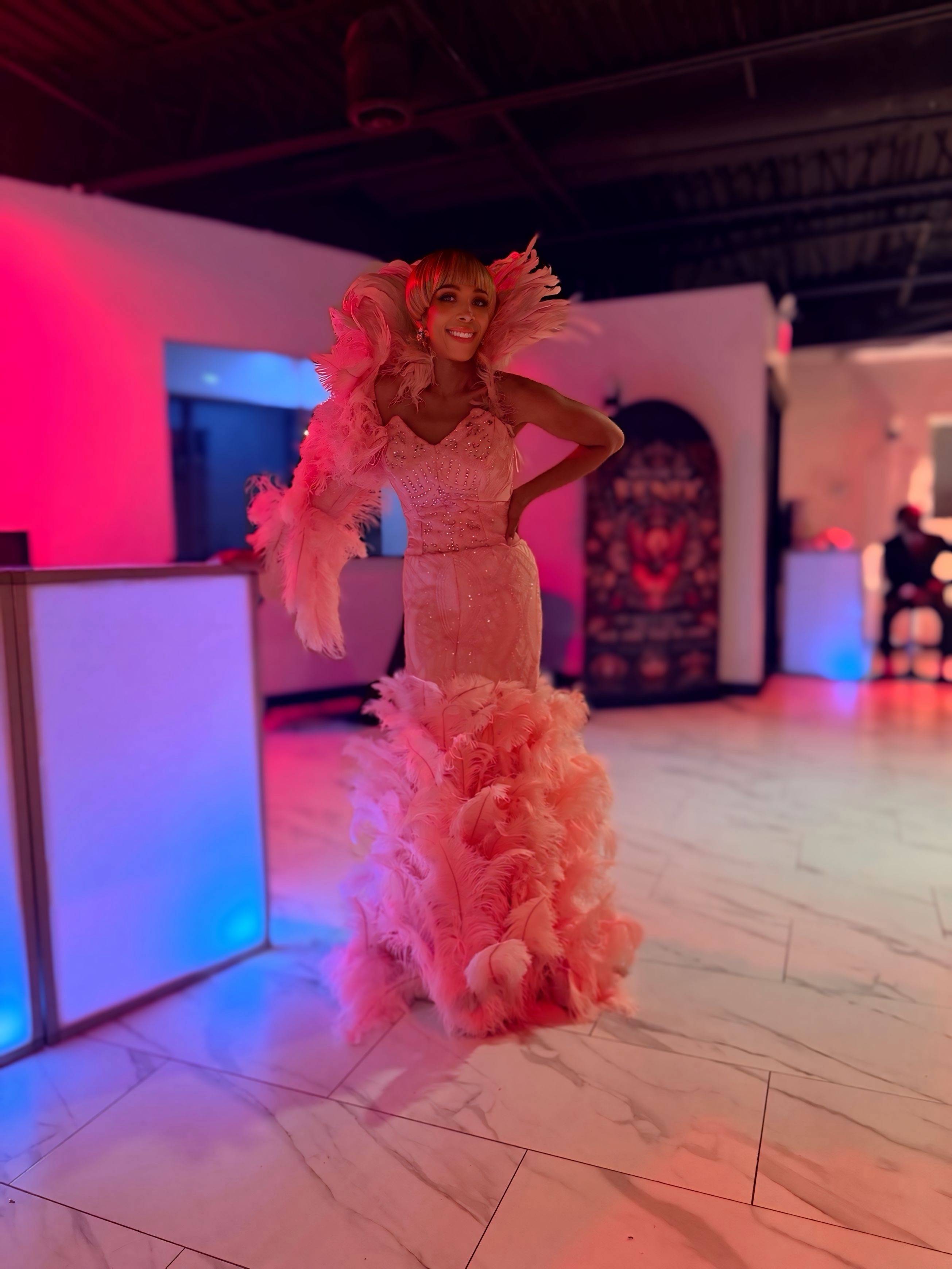 Finished feathered ballroom category look